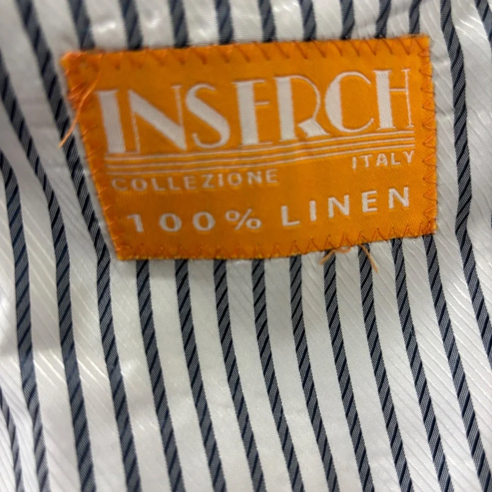 Inserch Collezione Italy Mens 100% Linen Blazer 46R  Gray Pinstripe Sport‎ Coat